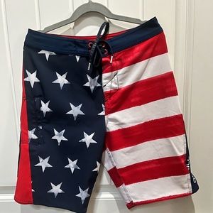 Boys O’Neill American Flag Superfreak boardshorts, size 10/25